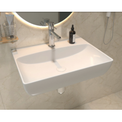 Επικαθήμενος Νιπτήρας Μπάνιου Πορσελάνης Soncera Doyle 56x40.5cm 210000025 με Δυνατότητα Τοποθέτησης και ως Κρεμαστός Λευκός